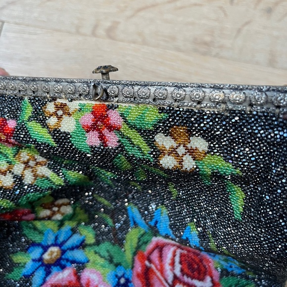 Antique Micro Beaded Purse 1900s Rose Flowers Victorian Handbag Vtg *Y17 - Picture 10 of 10